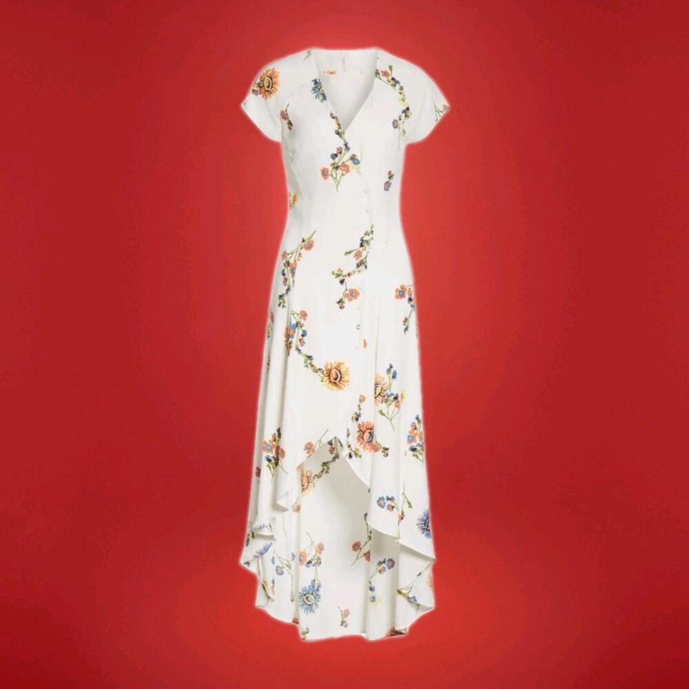 Free People Lost in You Midi Dress High Low Floral Sundress Women XS Cottagecore